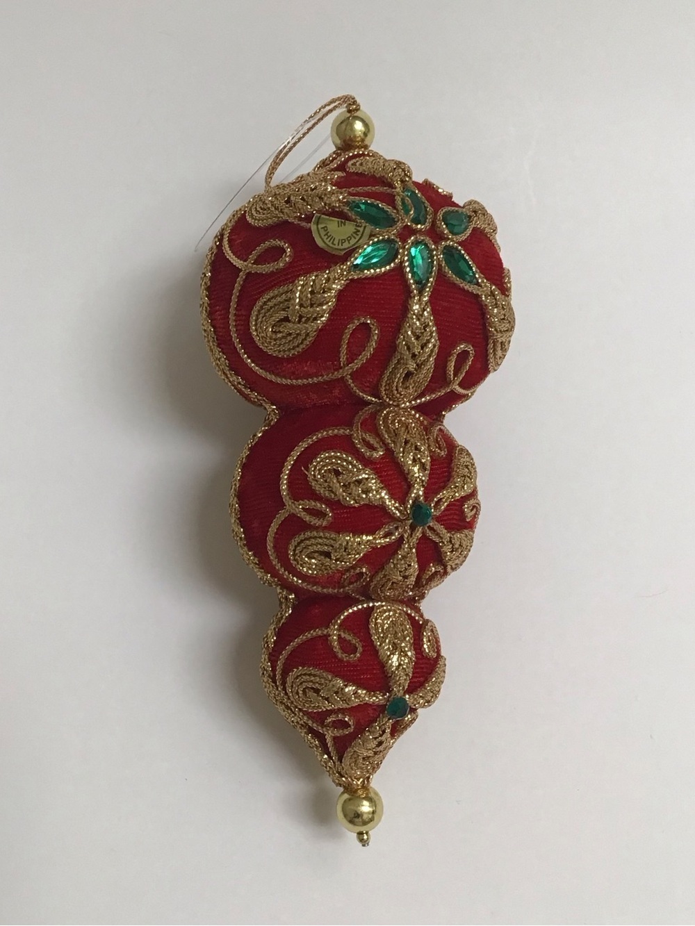 Victorian Look Christmas Tree Ornaments SET OF 3 Red Velvet Gold Trim Boots NEW - Picture 4 of 16
